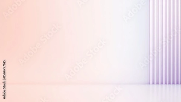 Obraz Soft gradient wall background with vertical striped column for studio or product display, minimal geometric backdrop