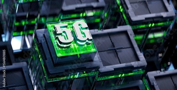 Fototapeta 3d rendering of  5G cpu gpu chip