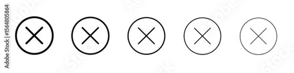 Obraz Close button icon thin line outline set or collection