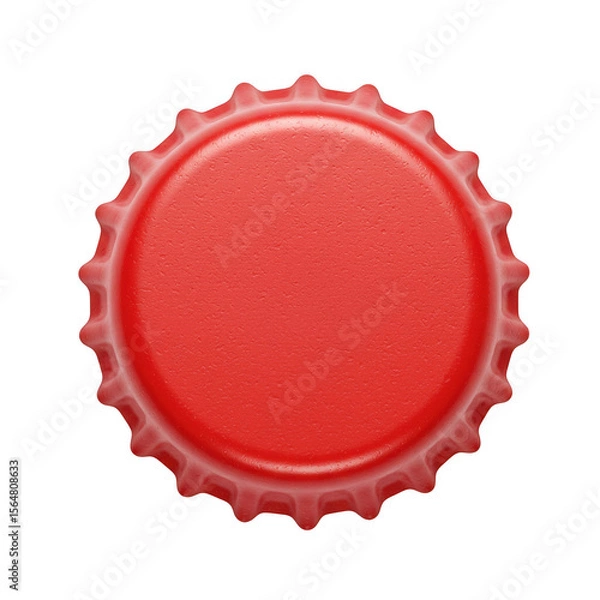 Fototapeta A detailed close up of a single red bottle cap isolated on transparent background