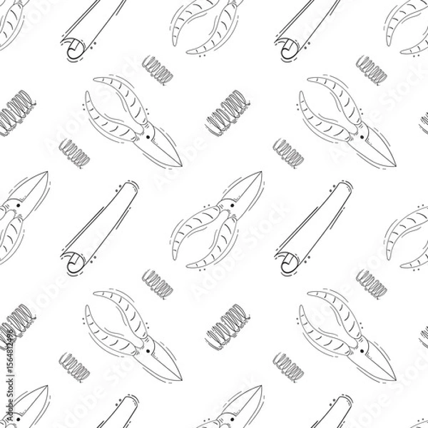 Fototapeta construction pattern. construction tool seamless pattern. doodle construction seamless pattern. construction tool background