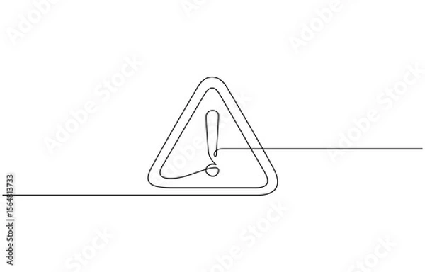 Fototapeta Dangerous sign line continuous drawing vector. One line dangerous sign vector, Stop Alert Attention Continuous One Line Illustration. One line art danger sign. Graphic illustration