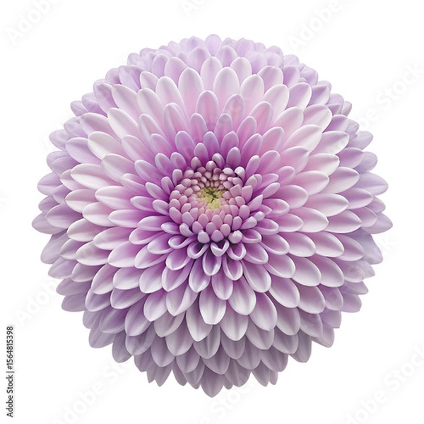 Fototapeta A round purple chrysanthemum flower with many petals is isolated on transparent background