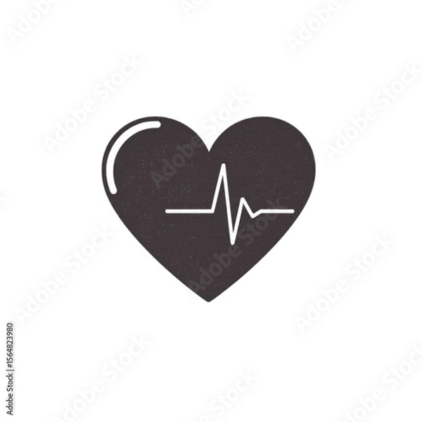Fototapeta Flat icon of a heart symbol with heartbeat line