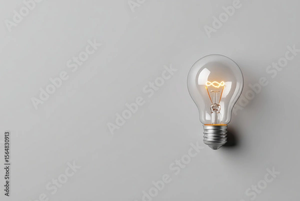 Fototapeta Light bulb on against a basic background as concept of idea