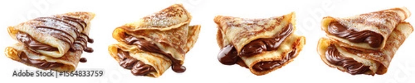 Fototapeta Gourmet Crepe Stack with Chocolate Hazelnut Filling and Powdered Sugar Drizzle, Delicious Dessert PNG set, transparent background