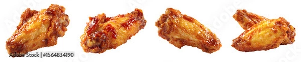 Fototapeta Savory Glazed Chicken Wing on Seamless Backdrop, Appetizing Food Photography for Culinary Projects, PNG set transparent background