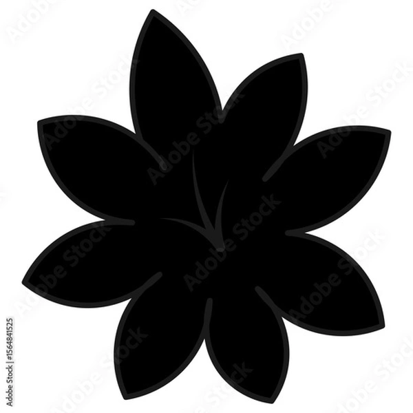 Fototapeta Lily. Silhouette. Delicate flower with stamens in the center. Vector illustration. Isolated white background. Cartoon. Idea for web design.