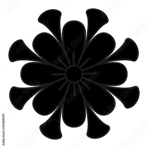 Fototapeta Fantasy bud. Flower head. Silhouette. Vector illustration. Isolated white background. Cartoon. Idea for web design.