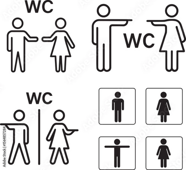 Fototapeta WC Bathroom Signs Icons for Male and Female Restrooms – Vector Set