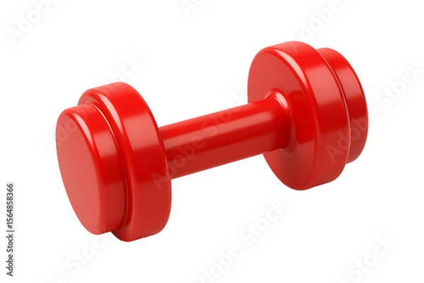 Fototapeta Red 3D Dumbbell Icon for Fitness Isolated on a Transparent Background