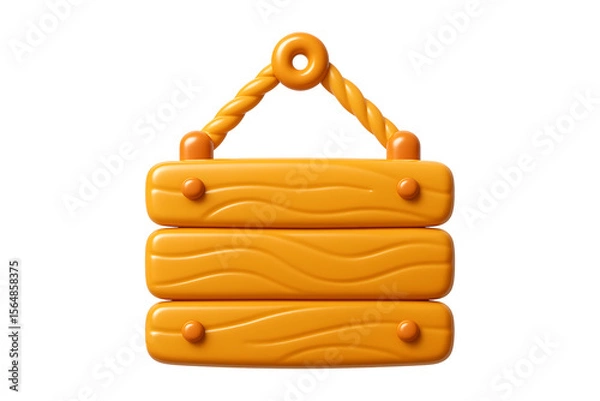 Fototapeta Stylized Blank Wood Plaque Render Isolated on a Transparent Background