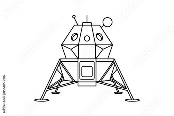 Fototapeta Simple line drawing of a lunar module.

