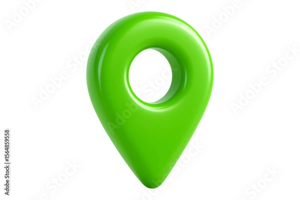 Fototapeta Bright Green Location Marker in 3D Style Isolated on a Transparent Background