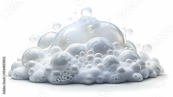 Obraz White foam texture from soap or shampoo isolated on background