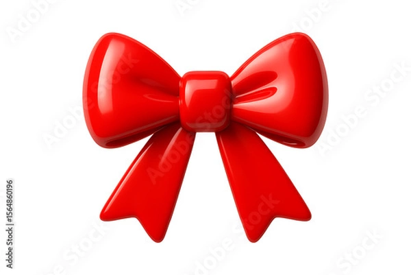 Fototapeta Glossy 3D Red Bow Icon for Gifts Isolated on a Transparent Background