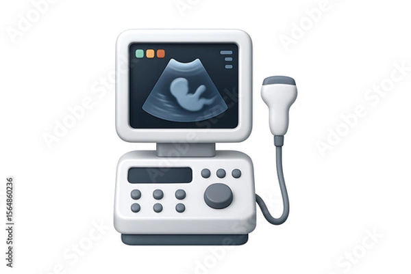 Fototapeta 3D Ultrasound Machine Icon with Fetal Image Isolated on a Transparent Background
