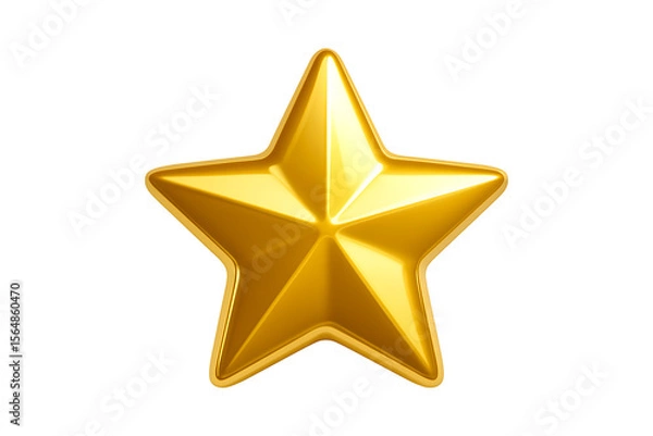 Fototapeta Golden 3D Star Icon Symbol Isolated on a Transparent Background