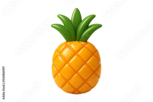 Fototapeta Fresh Pineapple 3D Render with Detailed Texture Isolated on a Transparent Background