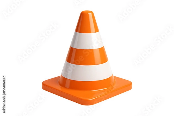 Fototapeta 3D Safety Cone with Red and Yellow Stripes Isolated on a Transparent Background