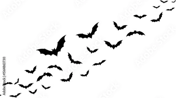 Fototapeta Silhouette of Bats in Flight Vector EPS Illustration for Halloween, Gothic, and Night Designs