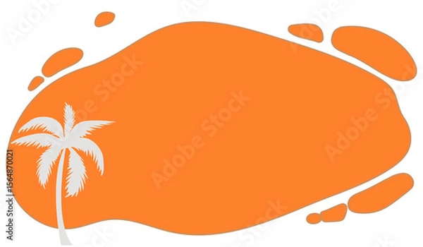 Fototapeta seamless PNG pattern with orange abstract and summer icons on transparent background.