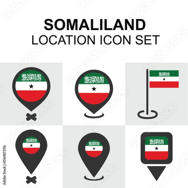 Fototapeta Location markers inspired by the flag and independence movement of Somaliland.
