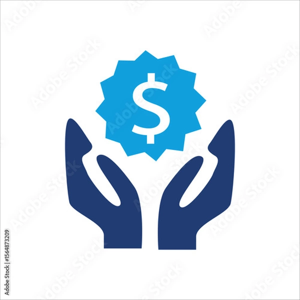 Fototapeta Business and commerce UI elements for web, app, banner, and print design. Blue financial and shopping icons with dollar signs, price tags, discounts, charts, invoices, and calculators.