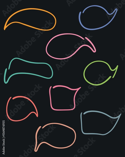 Fototapeta Colorful Speech Bubble Clipart, Hand Drawn Speech Bubble, Collection of Speech Bubbles, Simple Line art Frames, Doodle, Set of Hand Drawing Frames, Border, Blank Speech Bubble Balloon, EPS 10, Vector
