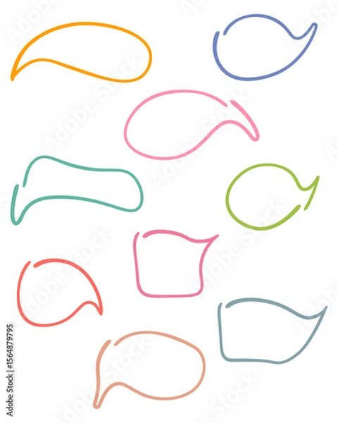 Fototapeta Colorful Speech Bubble Clipart, Hand Drawn Speech Bubble, Collection of Speech Bubbles, Simple Line art Frames, Doodle, Set of Hand Drawing Frames, Border, Blank Speech Bubble Balloon, Transparent 