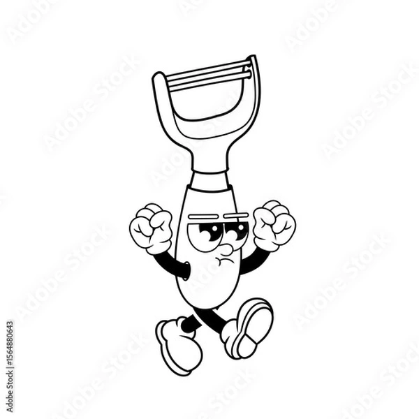 Fototapeta Retro character design from angry peeler outline
