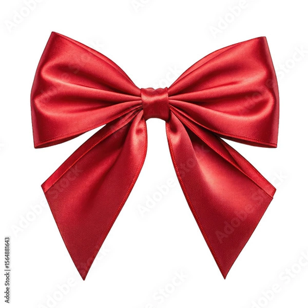 Fototapeta Elegant red satin ribbon bow isolated on transparent background.