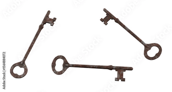 Fototapeta Rusty Key isolated on white