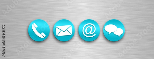 Fototapeta Contact us icons on a silver background