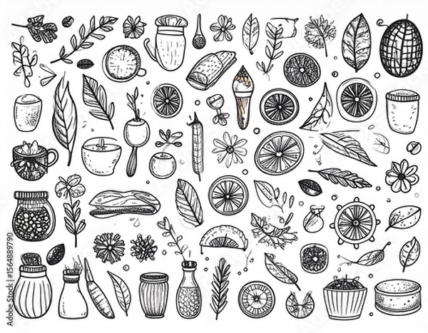 Obraz Charming Hand-Drawn Doodle Elements - Organic Ink Sketchy Illustrations