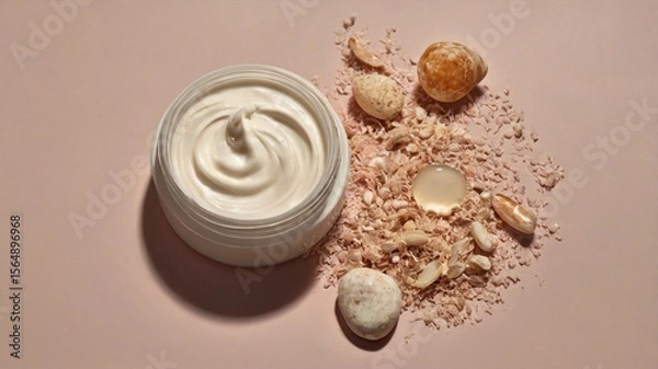 Fototapeta Lotion, beauty, skincare, and cream — this smooth, soft cosmetic texture creates a visually appealing background that highlights product quality, evokes self-care rituals, and enhances promotional vis