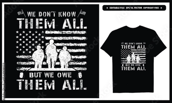 Fototapeta We don't know them but we owe them all  American veteran. Vector graphics t-shirt design.