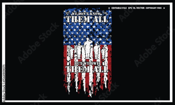 Fototapeta We don't know them but we owe them all  American veteran. Vector graphics t-shirt design.