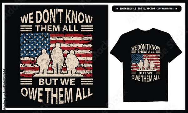 Fototapeta We don't know them but we owe them all  American veteran. Vector graphics t-shirt design.