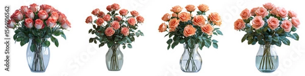 Fototapeta Isolated flower design PNG with roses in a vase on a transparent background