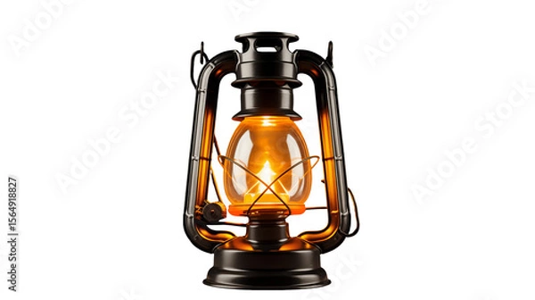 Fototapeta Antique oil lantern glows warmlyisolated on transparent background, its vintage design radiating a nostalgic charm.
