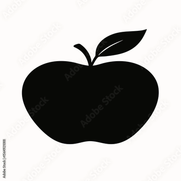 Obraz Apple clipart silhouette, basic fruit outline in solid black for educational or food-related design