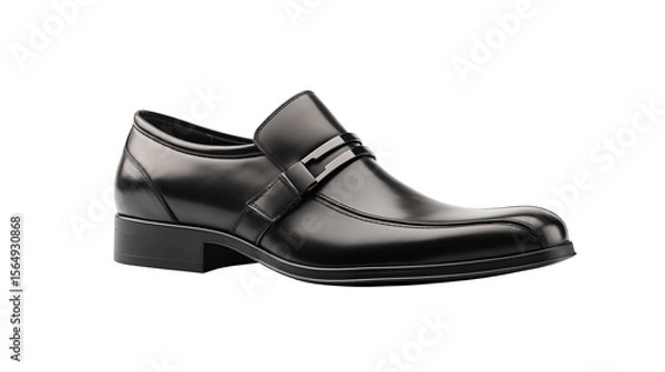 Fototapeta Sleek black leather formal shoe showcased isolated on transparent background  radiates style and elegance.