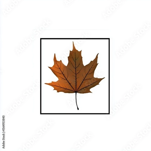 Obraz A single falling leaf inside a square Vector illustration. isolated on white background, detailed, high resolution, professional photograph - generated AI