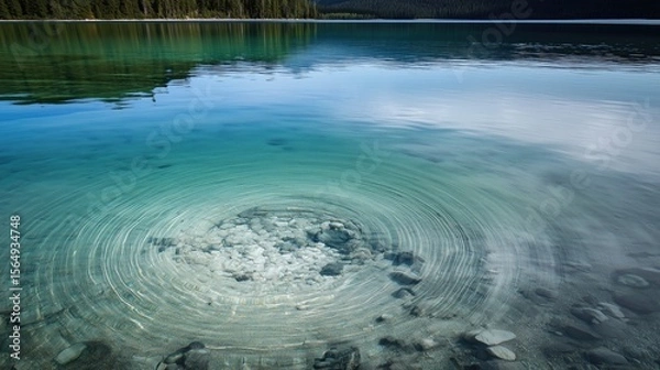 Obraz A crystal-clear lake with a glowing portal at its center highly detailed with sharp focus generated AI