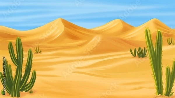 Obraz A desert where sand dunes shift into different shapes highly detailed with sharp focus - generated AI