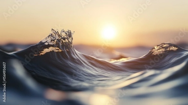 Obraz Abstract wave pattern forming a sun highly detailed with sharp focus - generated AI