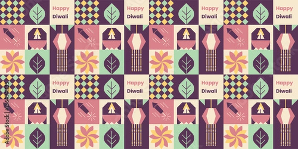 Obraz Happy Diwali festive geometric composition.