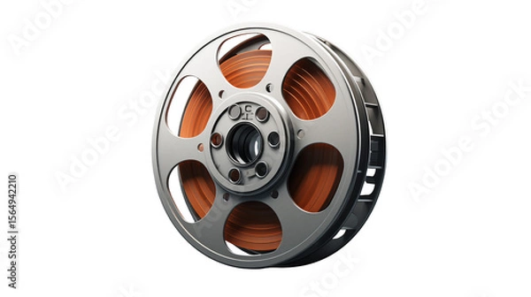 Fototapeta Reel of tape with transparent background, perfect for audio, movie, and retro related design projects.
