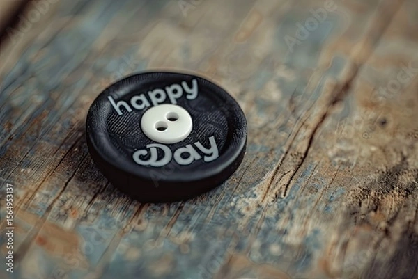Obraz High Resolution Visual of a Black Button with White Lettering That Says Happy Day